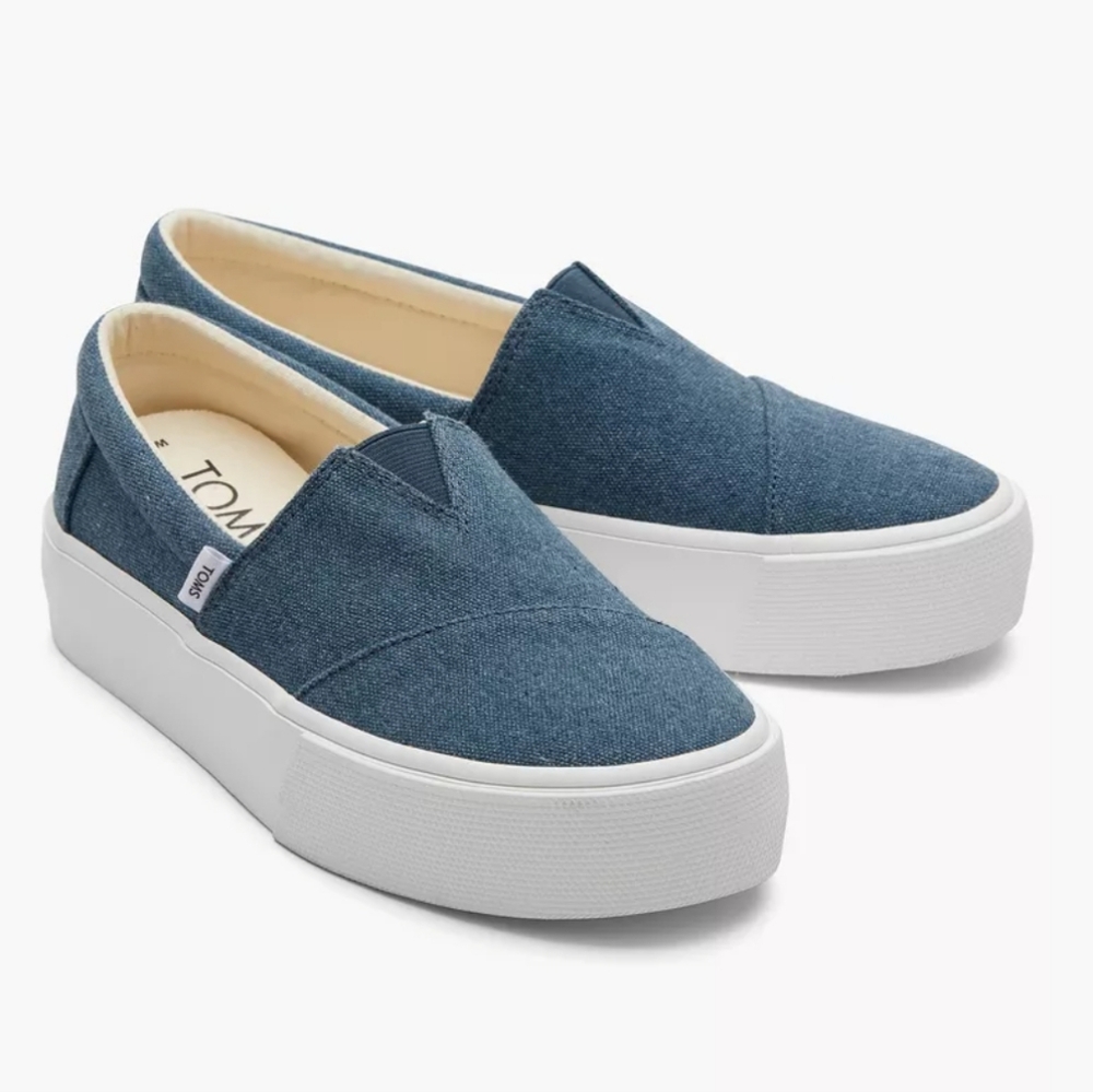 TOMS • Fenix Platform Blue Canvas • 9.5 - 10